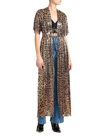 Shop Paco Rabanne Women's Embellished Leopard-print Robe Midi Dress