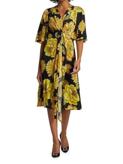 Shop Kobi Halperin Carrie Floral Tie-front Dress In Daffodil Multi