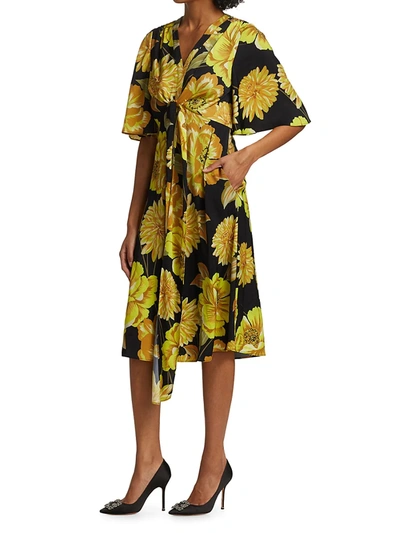 Shop Kobi Halperin Carrie Floral Tie-front Dress In Daffodil Multi