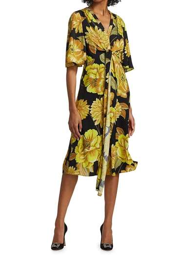 Shop Kobi Halperin Carrie Floral Tie-front Dress In Daffodil Multi