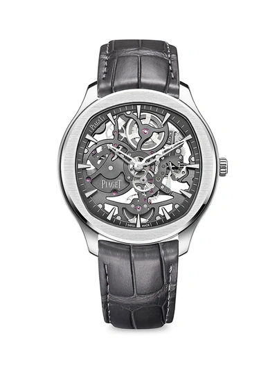 Shop Piaget Polo Stainless Steel Skeleton Watch In Grey