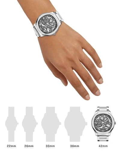 Shop Piaget Polo Stainless Steel Skeleton Watch In Grey