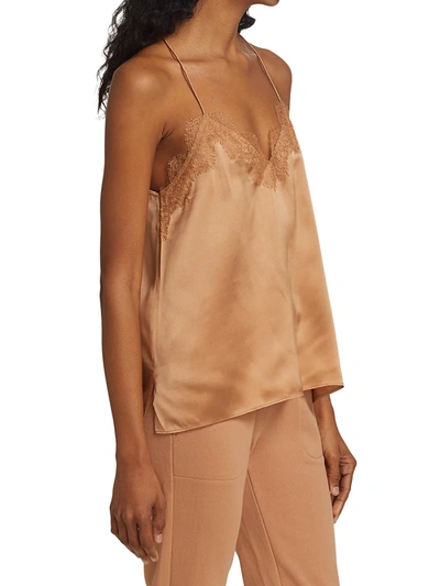 Lace trimmed Silk charmeuse Camisole In Coffee