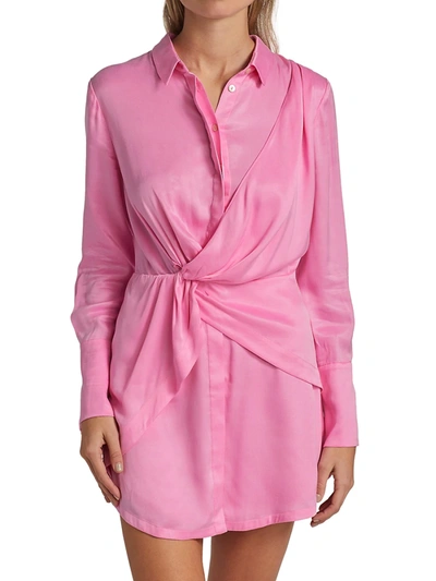 Shop Acler Evelyn Draped Shirtdress In Confetti Pink