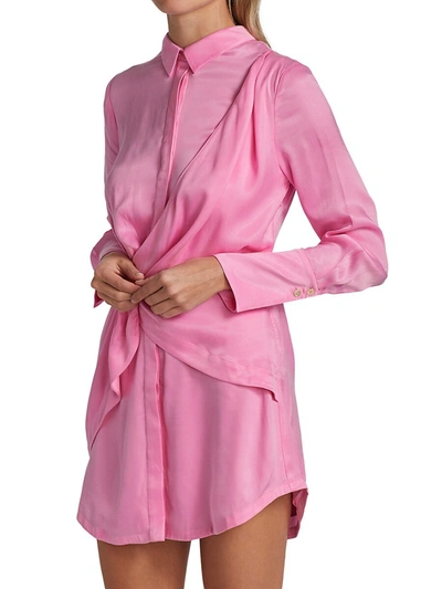 Shop Acler Evelyn Draped Shirtdress In Confetti Pink