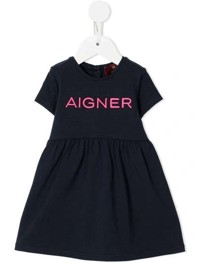 Shop Aigner Logo Print T-shirt Dress In Blue