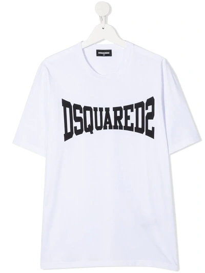 Shop Dsquared2 Teen Logo-print Short-sleeve T-shirt In White