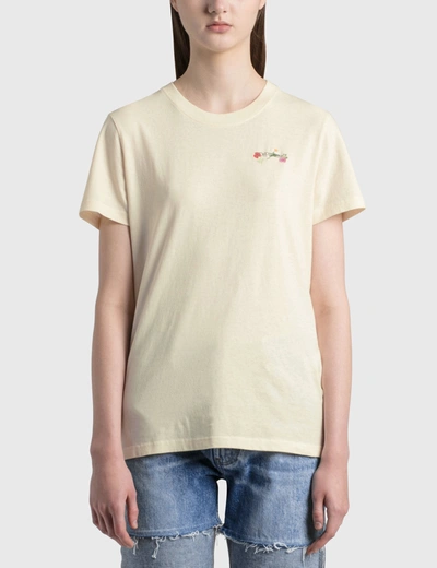 Shop Off-white Embroidered Arrow Flowers Casual T-shirt In Beige