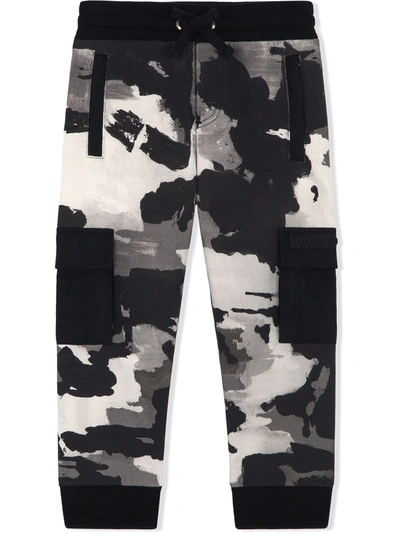 Dolce & Gabbana Boy's Camo-print Cargo Jogger Pants In Neutrals