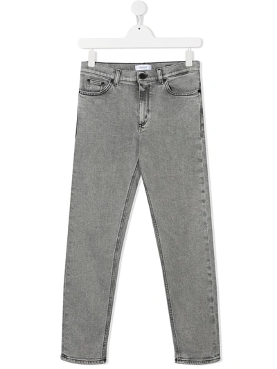 Shop Dondup Teen Washed Denim Jeans In Grey