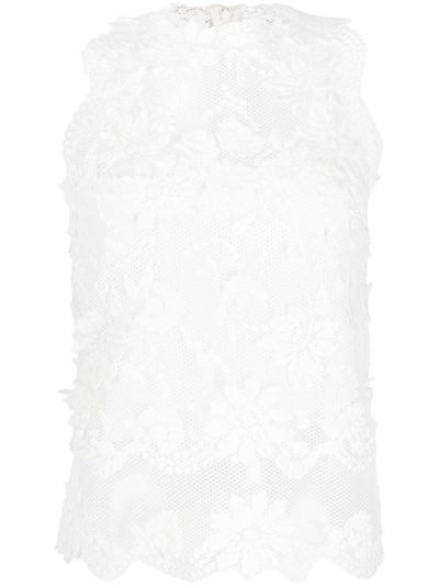 Shop Ermanno Scervino Macramé Lace Top In White