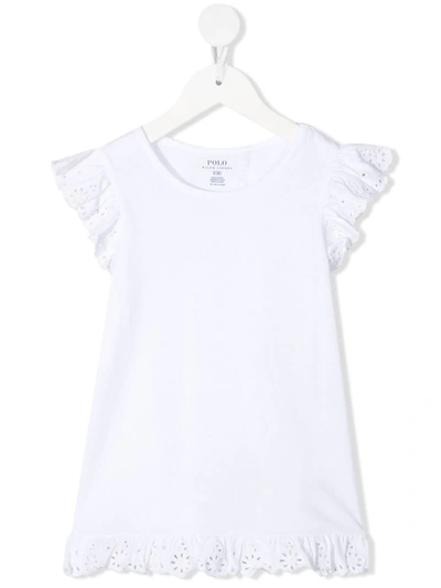 Shop Ralph Lauren Ruffle Short-sleeve T-shirt In White