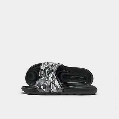 Shop Nike Men's Victori One Print Slide Sandals In Black/grey Fog/particle Grey