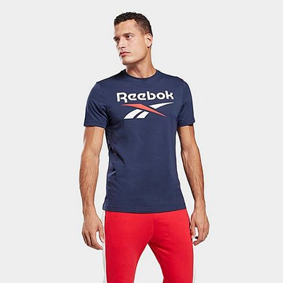 Shop Reebok Men's Graphic Series Stacked T-shirt In Vector Navy