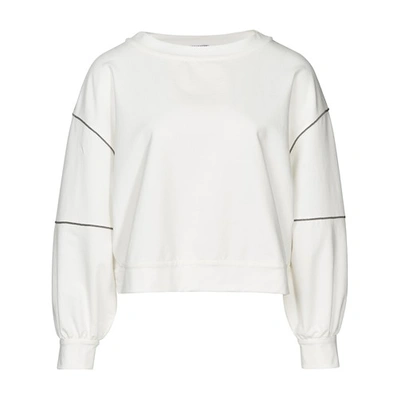 Shop Brunello Cucinelli Sweatshirt With Monili In Blanc