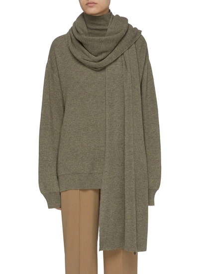 Shop The Frankie Shop Rib Knit Mock Neck Sweater And Scarf Set In Brown