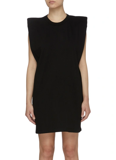 Shop The Frankie Shop 'tina' Padded Shoulder Sleeveless Cotton T-shirt Dress In Black