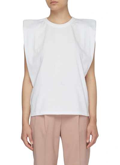 Shop The Frankie Shop 'eva' Padded Shoulder Sleeveless Cotton Top In White