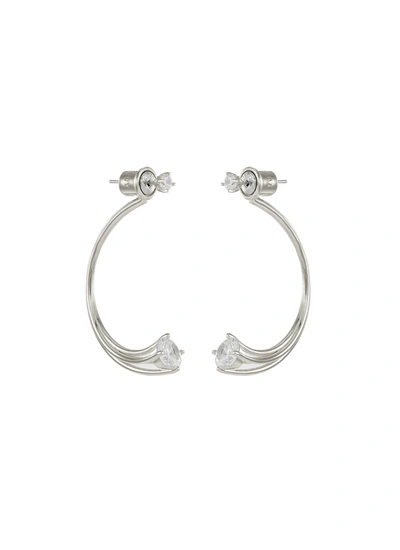 Shop Yuesphere 'core' Cubic Zirconia Rhodium Plated Sterling Silver Earrings In Metallic