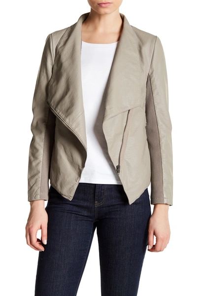 Shop Bb Dakota Gabrielle Faux Leather Asymmetrical Jacket In Toffee
