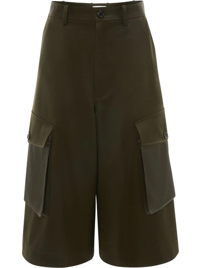 Shop Jw Anderson Cropped Cargo Trousers In Green