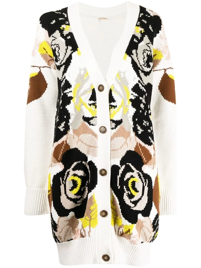 Shop Adam Lippes Floral-pattern Intarsia Cardigan In White