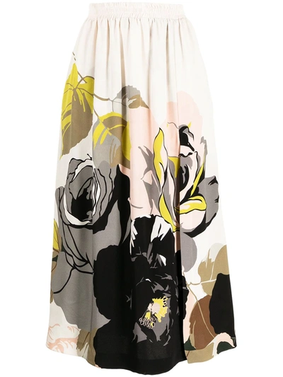 Shop Adam Lippes High-waisted Floral Skirt In White