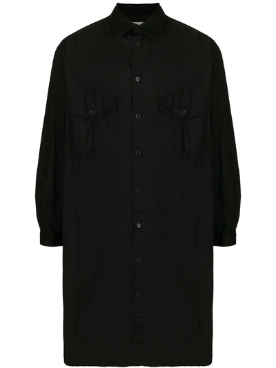 Shop Yohji Yamamoto Chainstitch Gather Long Shirt In Black