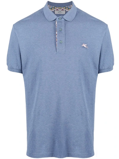 Shop Etro Short-sleeve Cotton Polo Shirt In Blue
