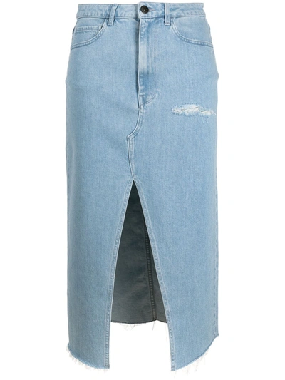 Shop 3x1 Distressed-effect Denim Skirt In Blue