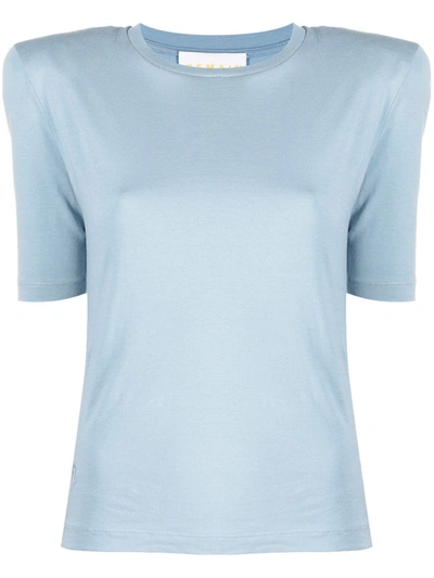 Remain Birger Christensen Padded Short-sleeved T-shirt In Blue