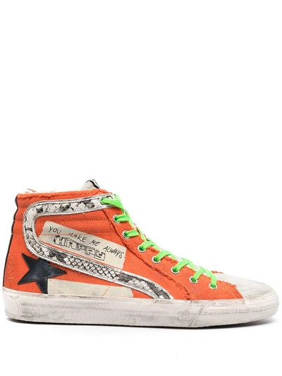 Shop Golden Goose Slide High-top Sneakers In Orange