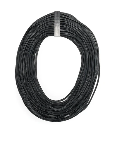 Shop Monies Multi-strap Leather Necklace In Black