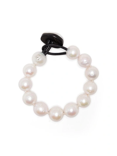 Shop Monies Pearl Embellished Bracelet In Neutrals