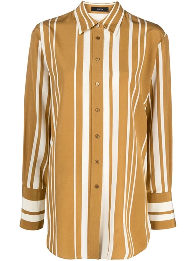 Shop Joseph Stripe-print Silk Shirt In Yellow