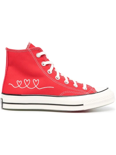 Converse Chuck Taylor High-top Sneakers With Heart Stitching In Red |  ModeSens