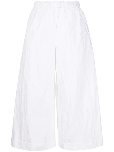 Shop Daniela Gregis Cropped Crinkle Palazzo Trousers In White