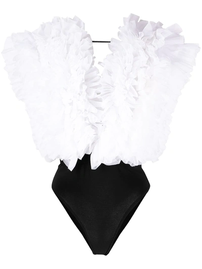 Alchemy X Lia Aram Ruffled Sleeveless Bodysuit In White