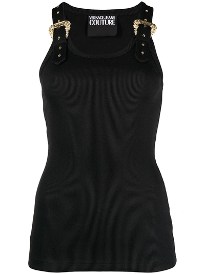 Shop Versace Jeans Couture Buckle Strap Tank Top In Black