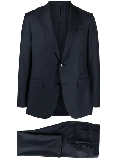 Shop Ermenegildo Zegna Notched Lapels Two-piece Suit In Blue