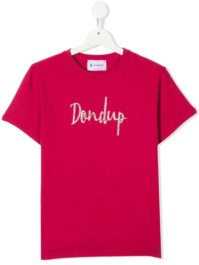 Shop Dondup Teen Logo-pront Cotton T-shirt In Pink