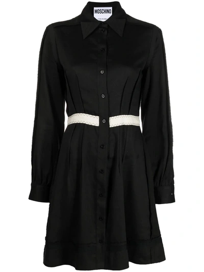 Shop Moschino Long-sleeve Shirtdress In Black