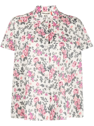 Shop Semicouture Floral-print Shortsleeved Shirt In Neutrals