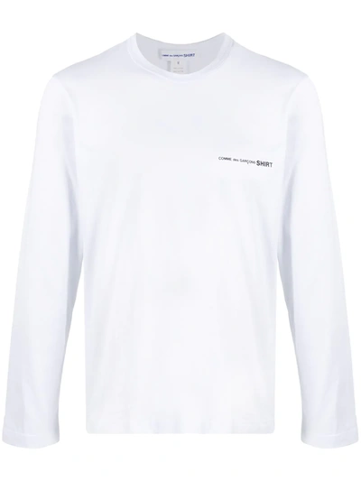 Shop Comme Des Garçons Shirt Logo Print Long-sleeve T-shirt In White