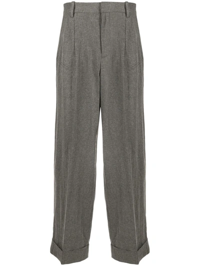 Shop Jacquemus Wide-leg Tailored Trousers In Grey