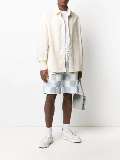 Shop Jacquemus Checkerboard-pattern Cargo Shorts In Blue