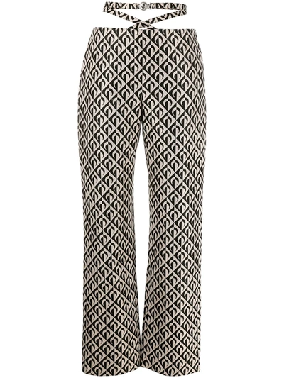 Shop Marine Serre Geometric-print Cropped Trousers In Neutrals