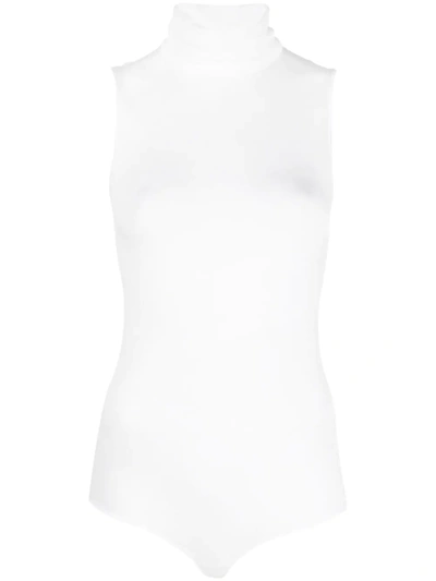 Shop Wolford Roll-neck Sleeveless Bodysuit In White