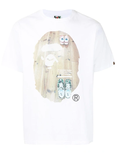 Shop A Bathing Ape Graphic-print Cotton T-shirt In White