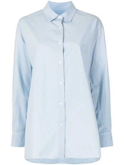 Shop Nili Lotan Longline Cotton Shirt In Blue